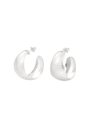 Earrings moon relief - silver h5 