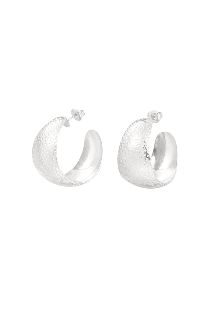Earrings moon relief - silver 