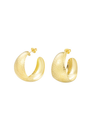 Earrings moon relief - gold h5 