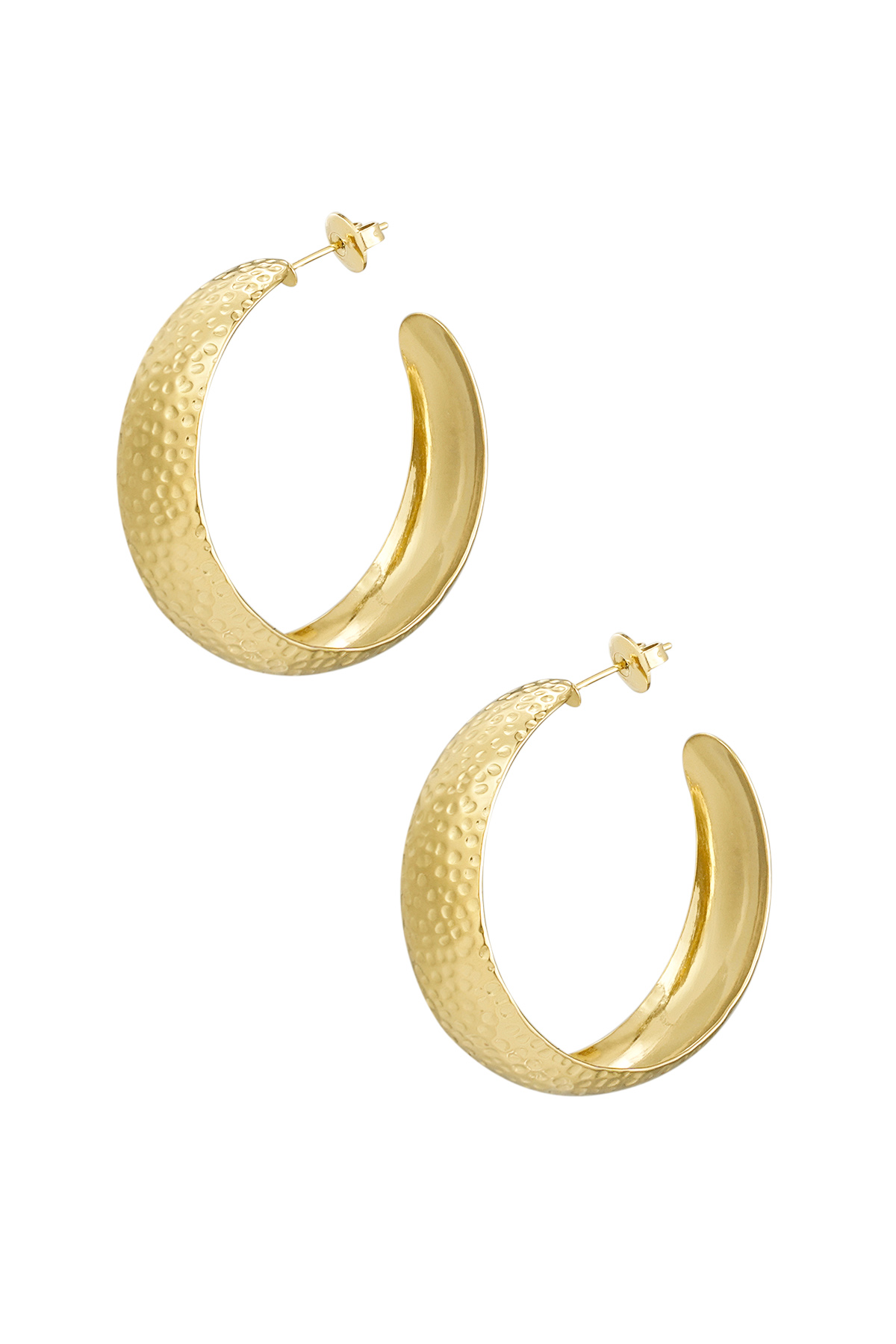 Earrings bubbly structure - gold