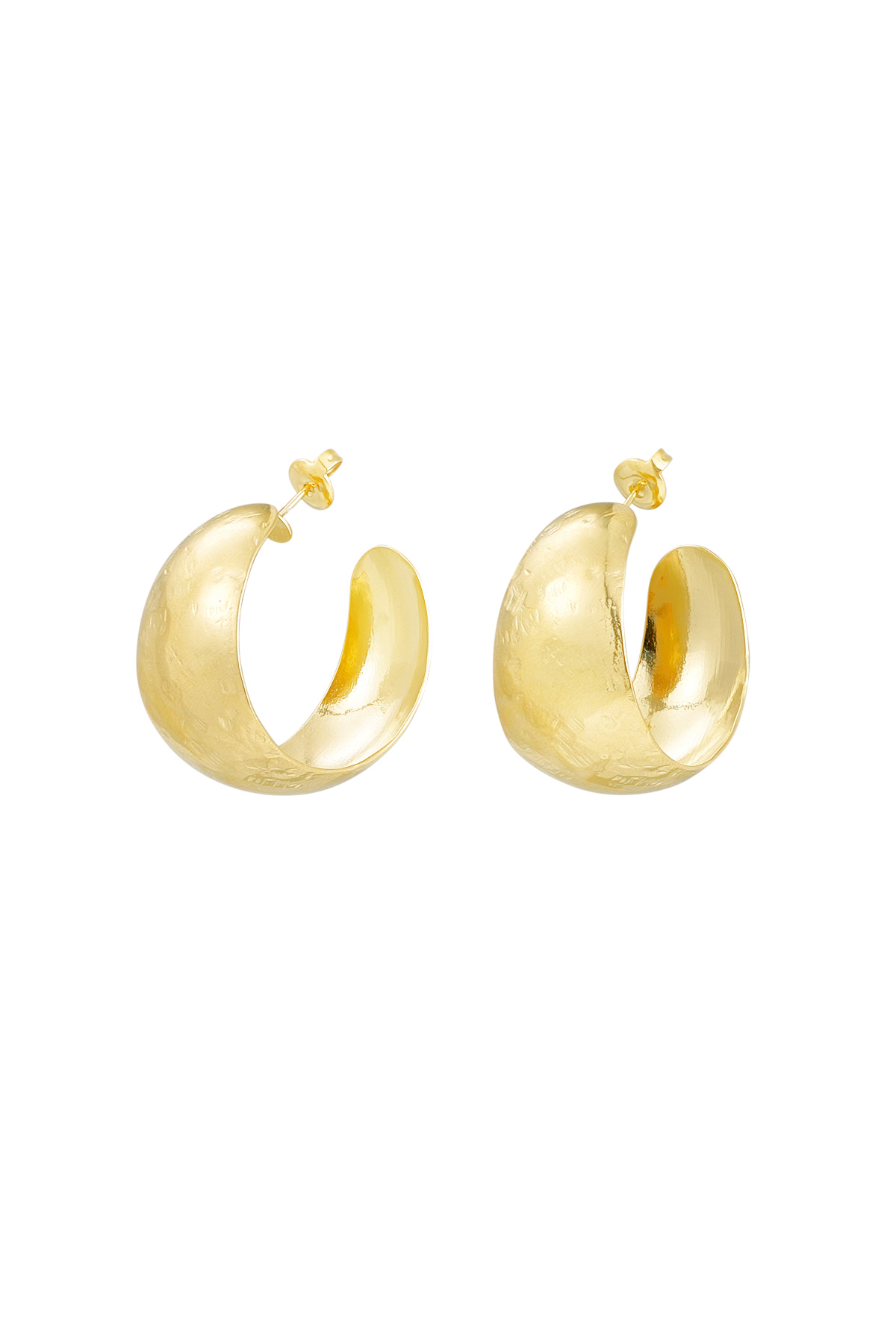 Earrings brushed wide - Gold color 2