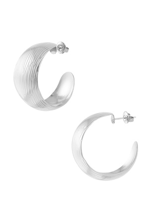 Creoles with structure medium - silver h5 