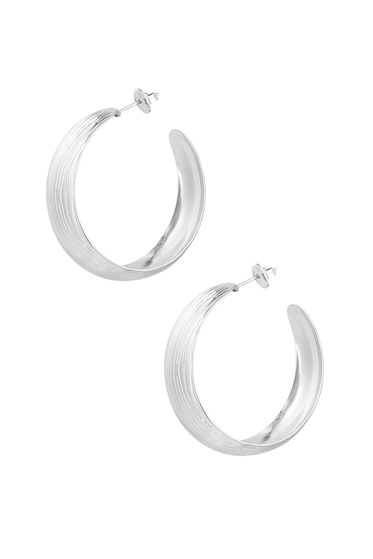 Earrings striped structure - silver