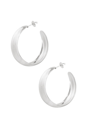Earrings striped structure - silver h5 