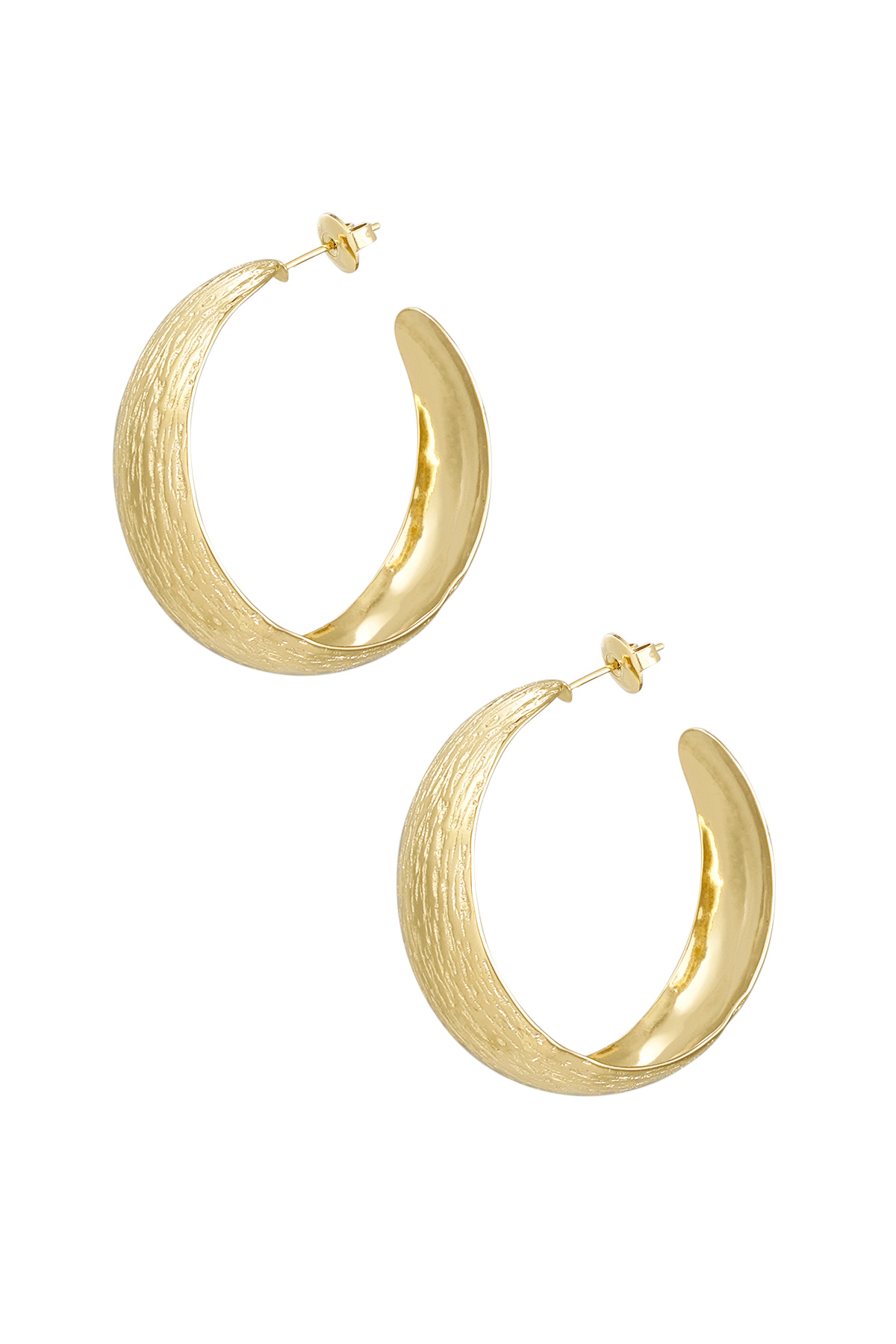 Earrings striped structure - gold