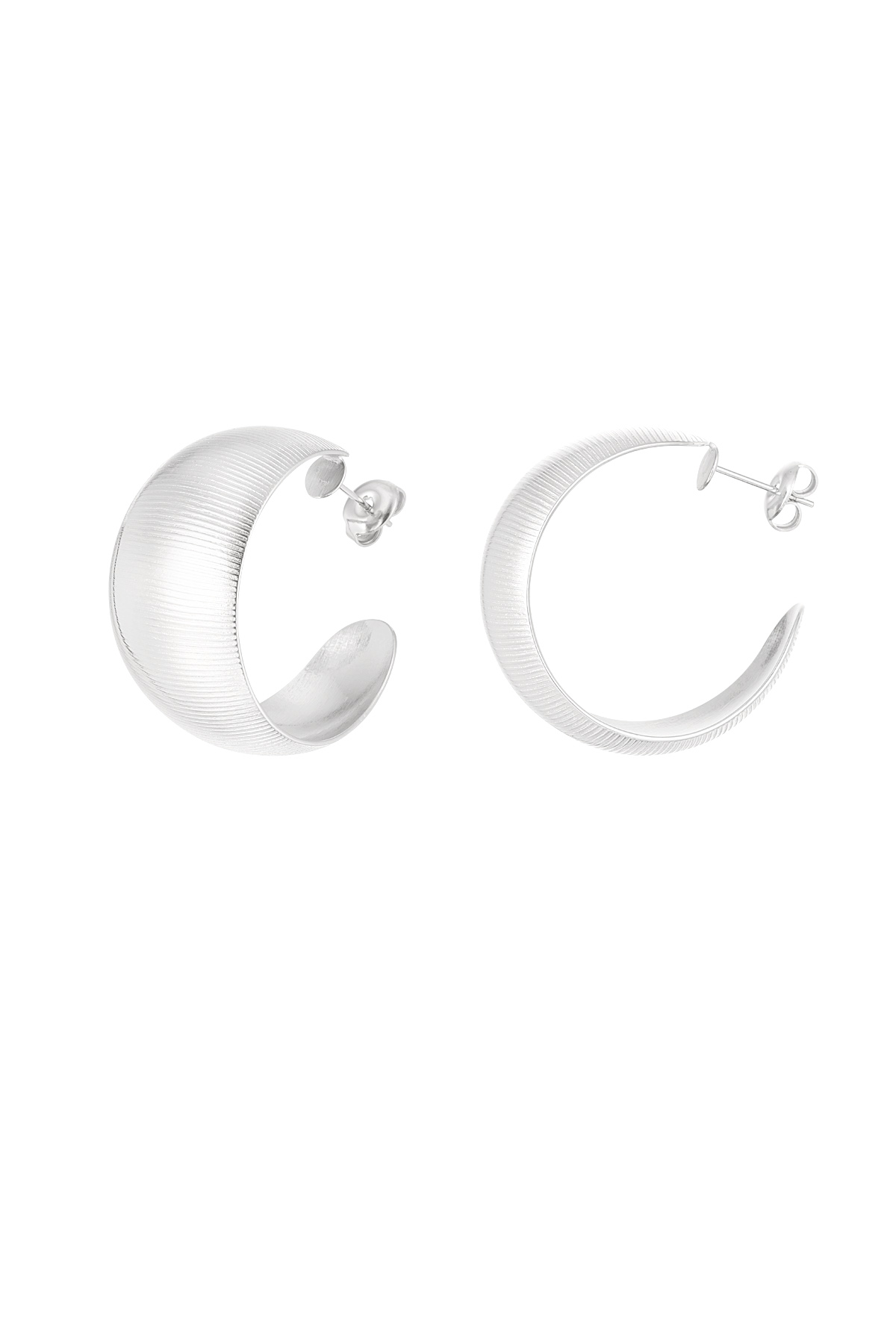 Earrings ribbed structure - silver h5 