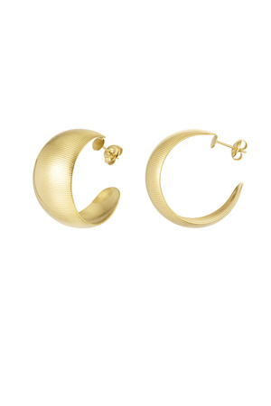 Earrings ribbed structure - gold h5 