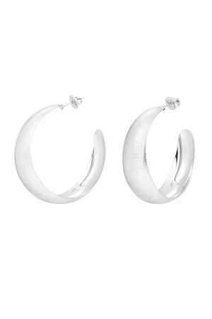 Earrings ribbed structure large - silver h5 
