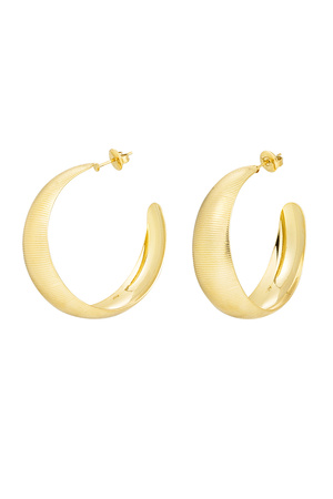 Earrings ribbed structure large - gold h5 