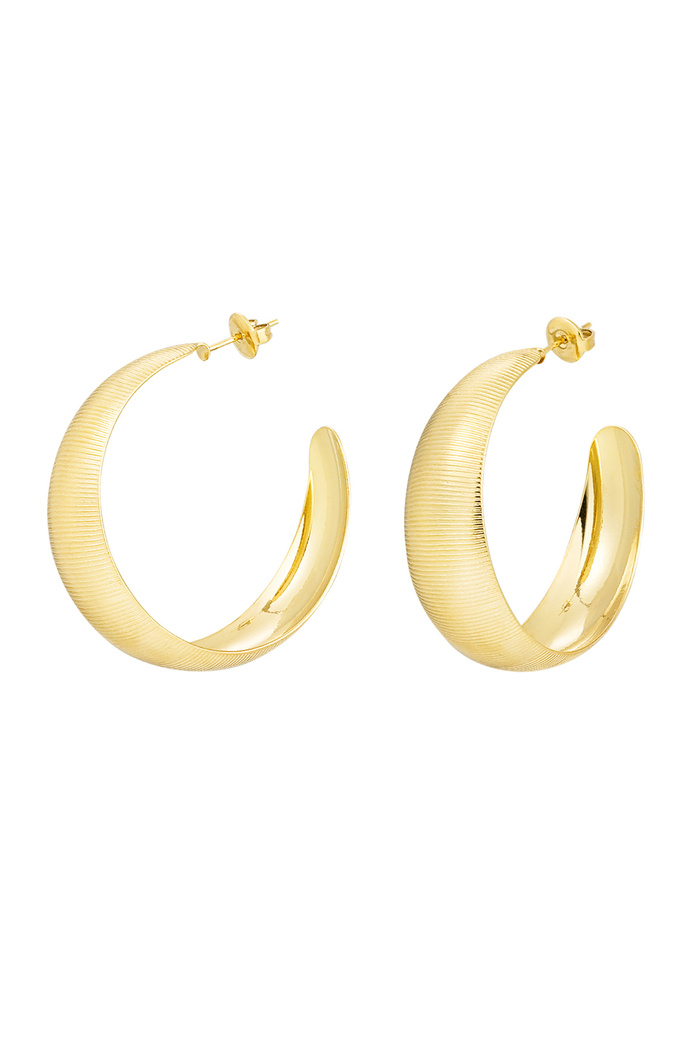 Earrings ribbed structure large - gold 