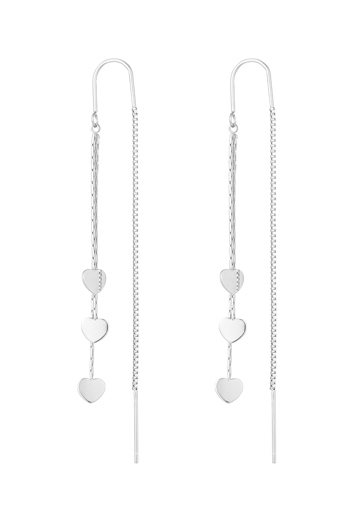 Hanging earrings 3 x hearts - silver