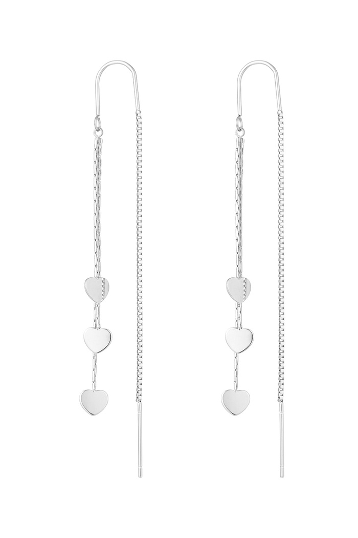Hanging earrings 3 x hearts - silver 