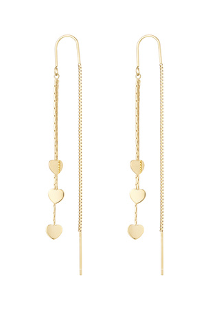 Hanging earrings 3 x hearts - gold h5 