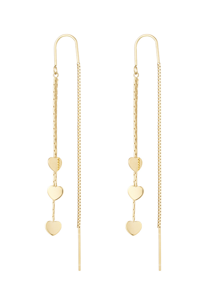 Hanging earrings 3 x hearts - gold 