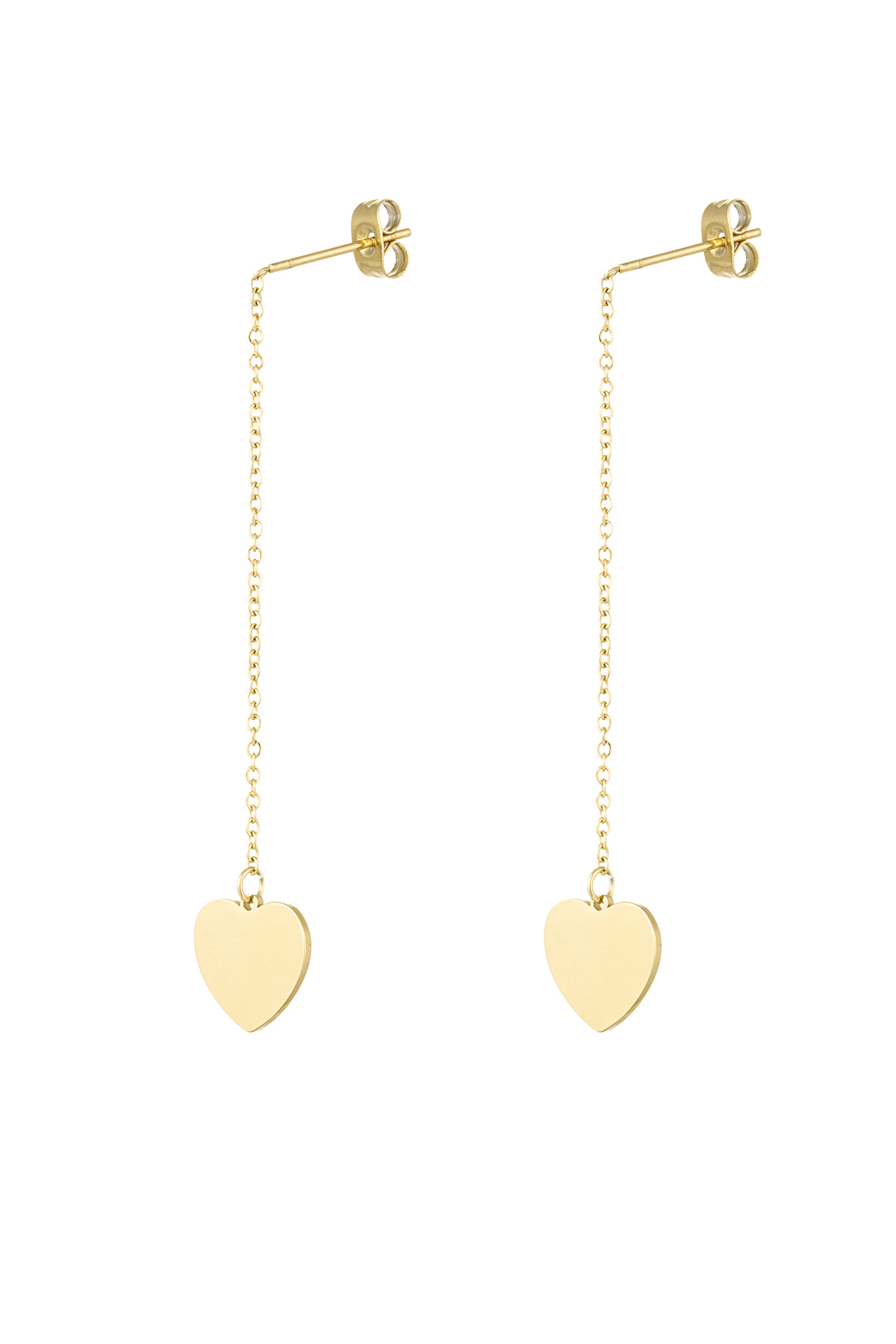 Earrings chain with heart - gold h5 