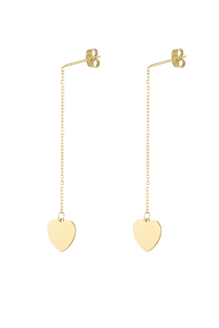 Earrings chain with heart - gold 