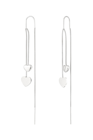 Hanging heart earrings - silver h5 