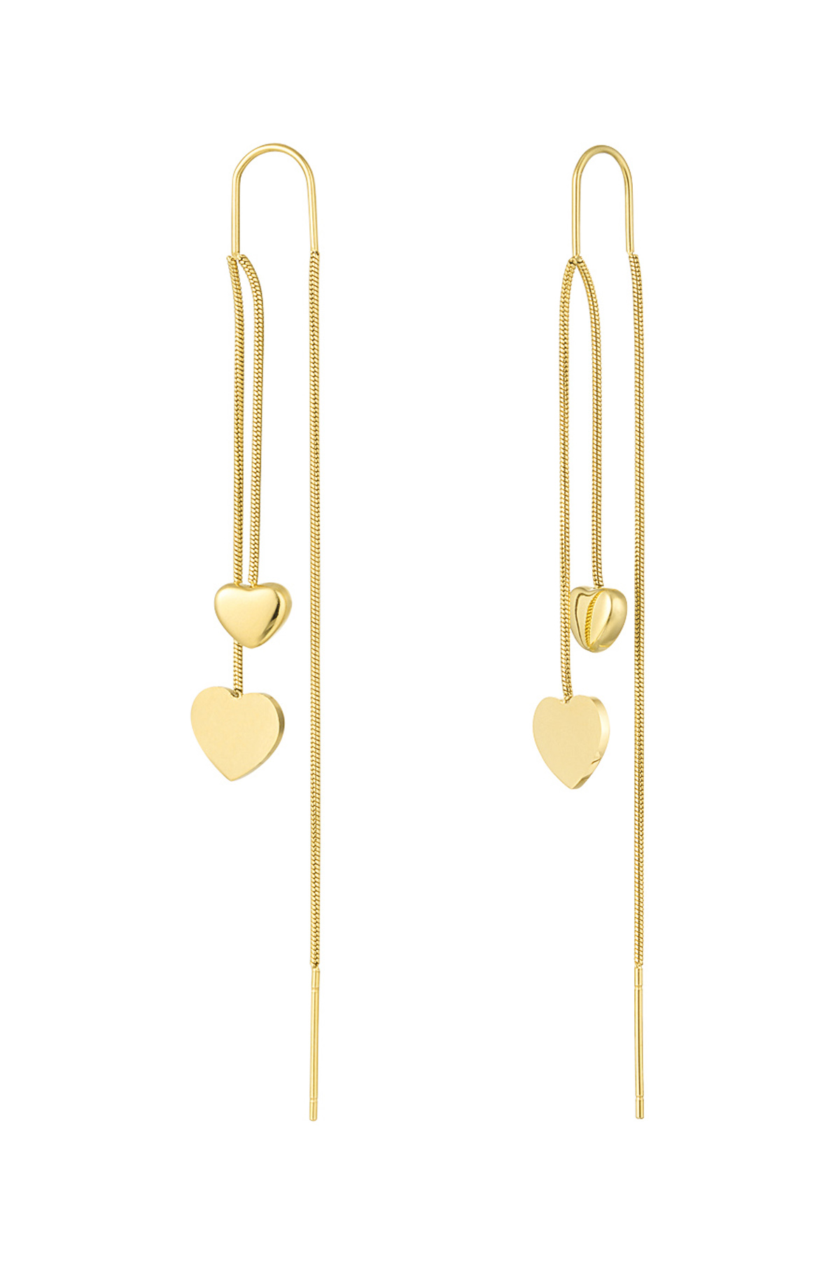 Hanging heart earrings - gold h5 