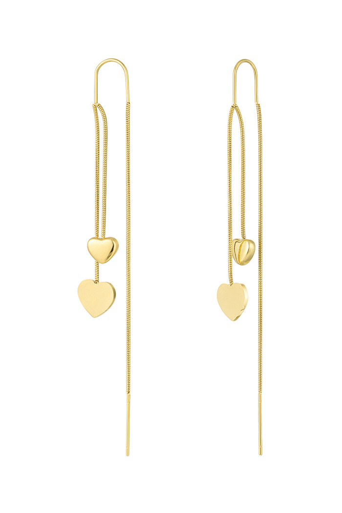 Hanging heart earrings - gold 