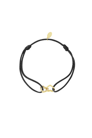 Satin bracelet connected heart - black gold h5 