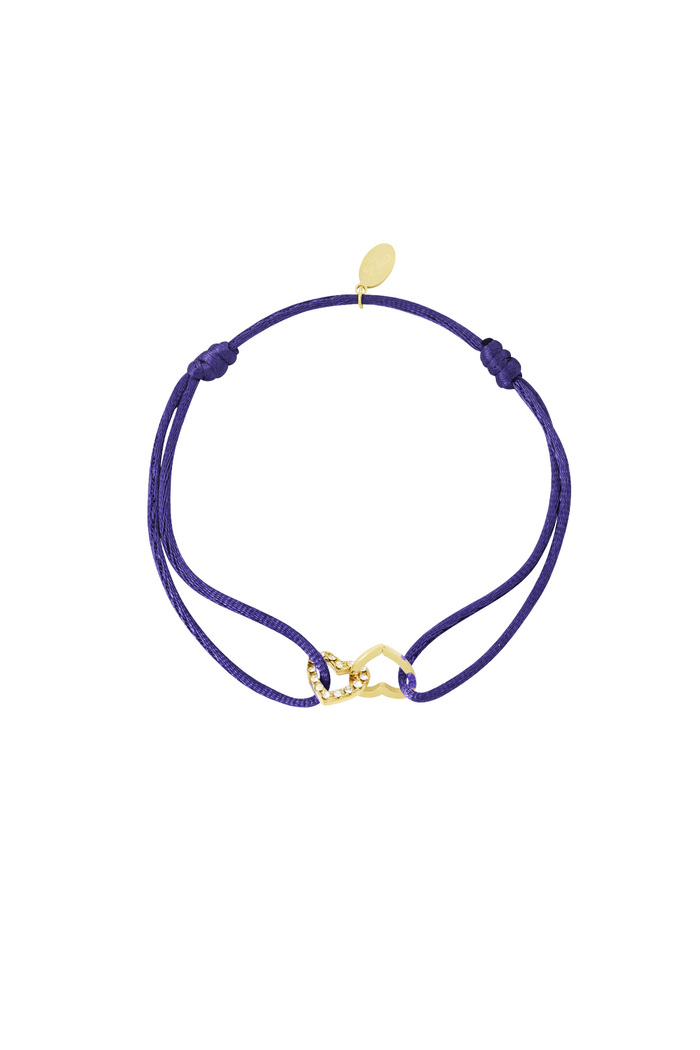 Satin bracelet connected heart - dark blue 