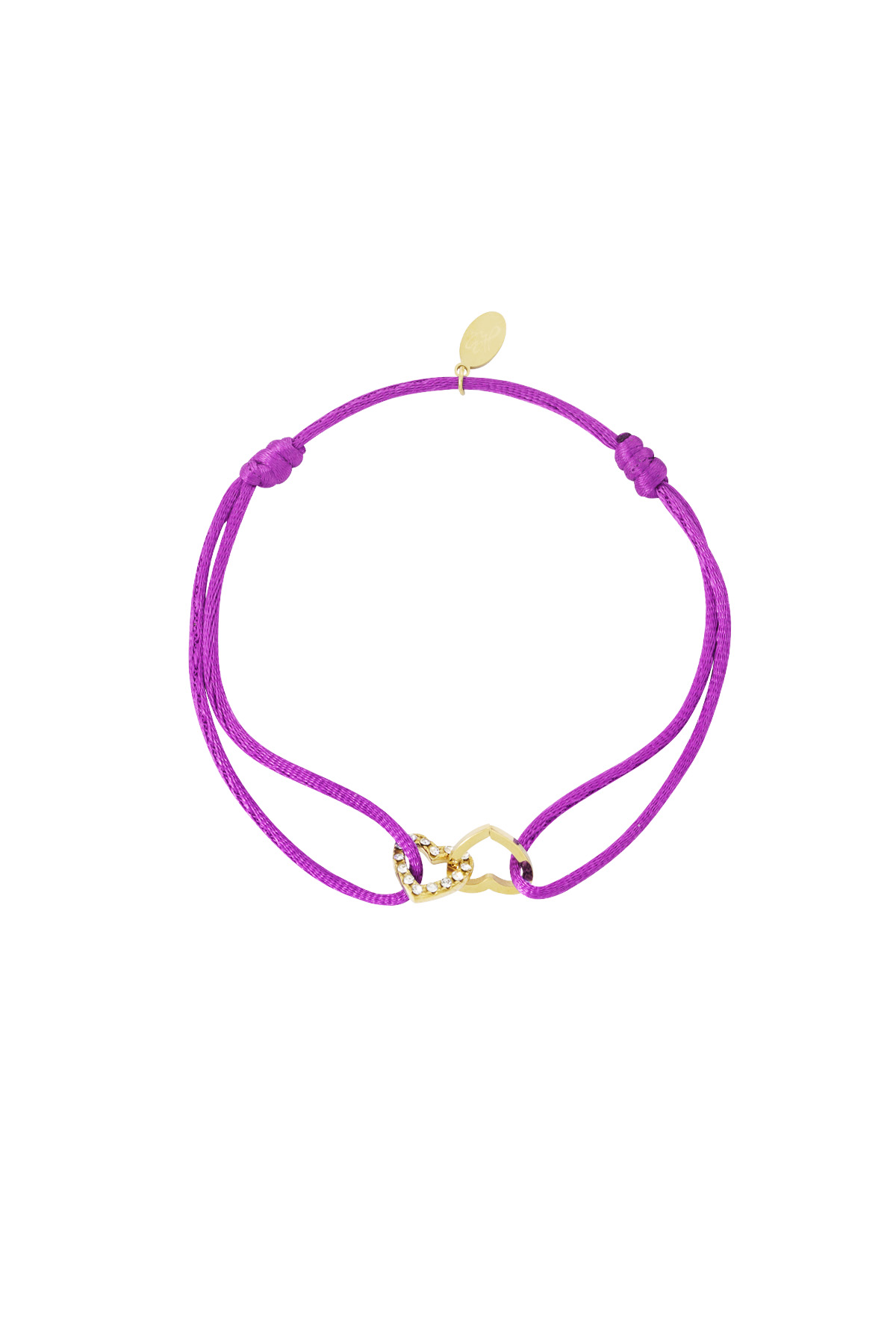 Satin bracelet connected heart - fuchsia 