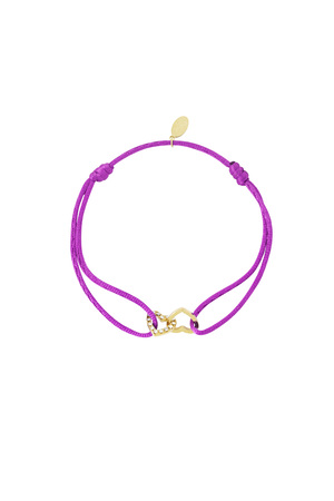 Satin bracelet connected heart - fuchsia h5 