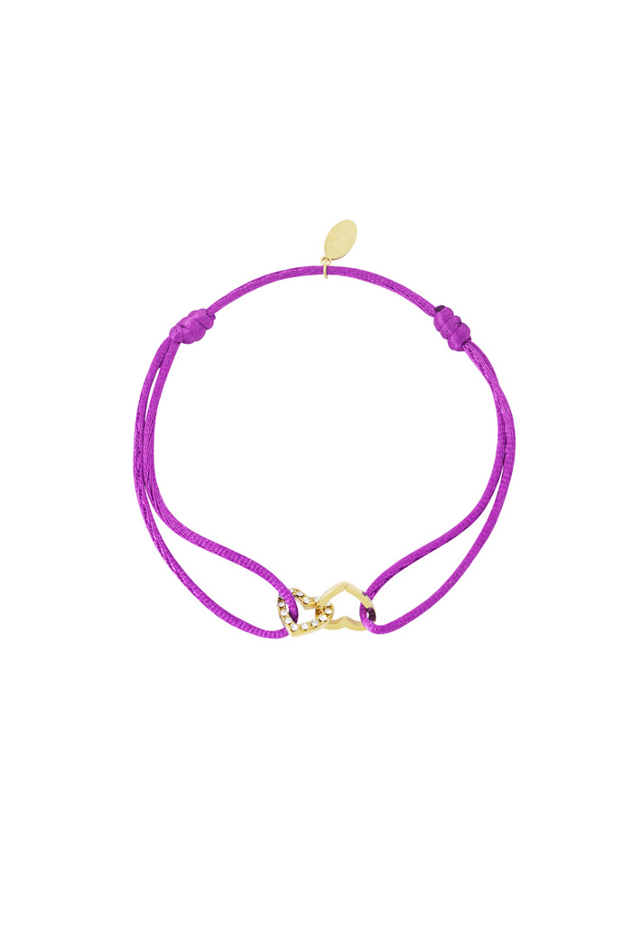 Satin bracelet connected heart - fuchsia 
