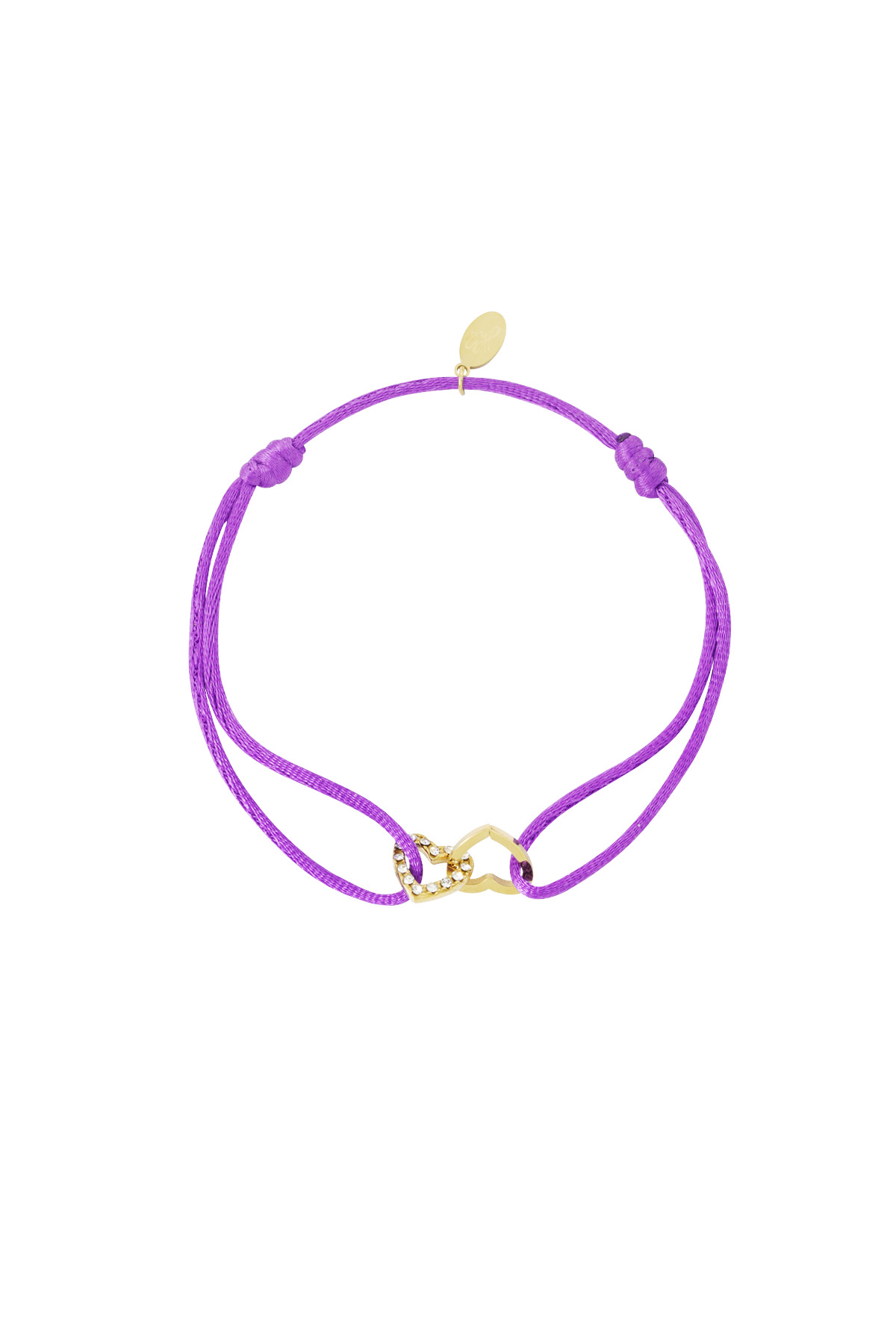 Satin bracelet connected heart - purple h5 