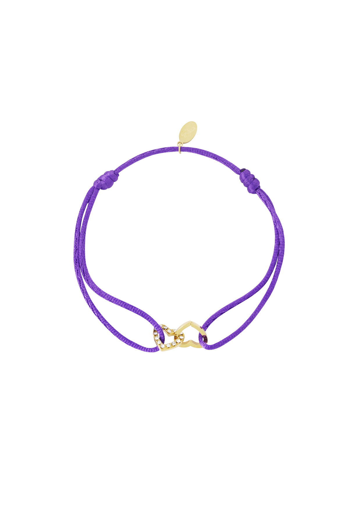 Satin bracelet connected heart - lavender