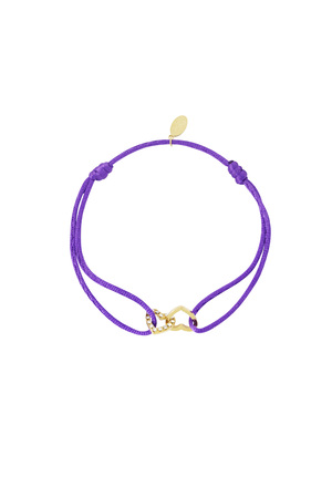 Satin bracelet connected heart - lavender h5 