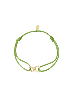 Satin bracelet connected heart - green gold h5 