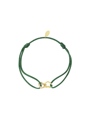 Satin bracelet connected heart - dark green h5 