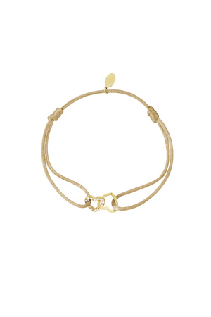 Satin bracelet connected heart - camel h5 