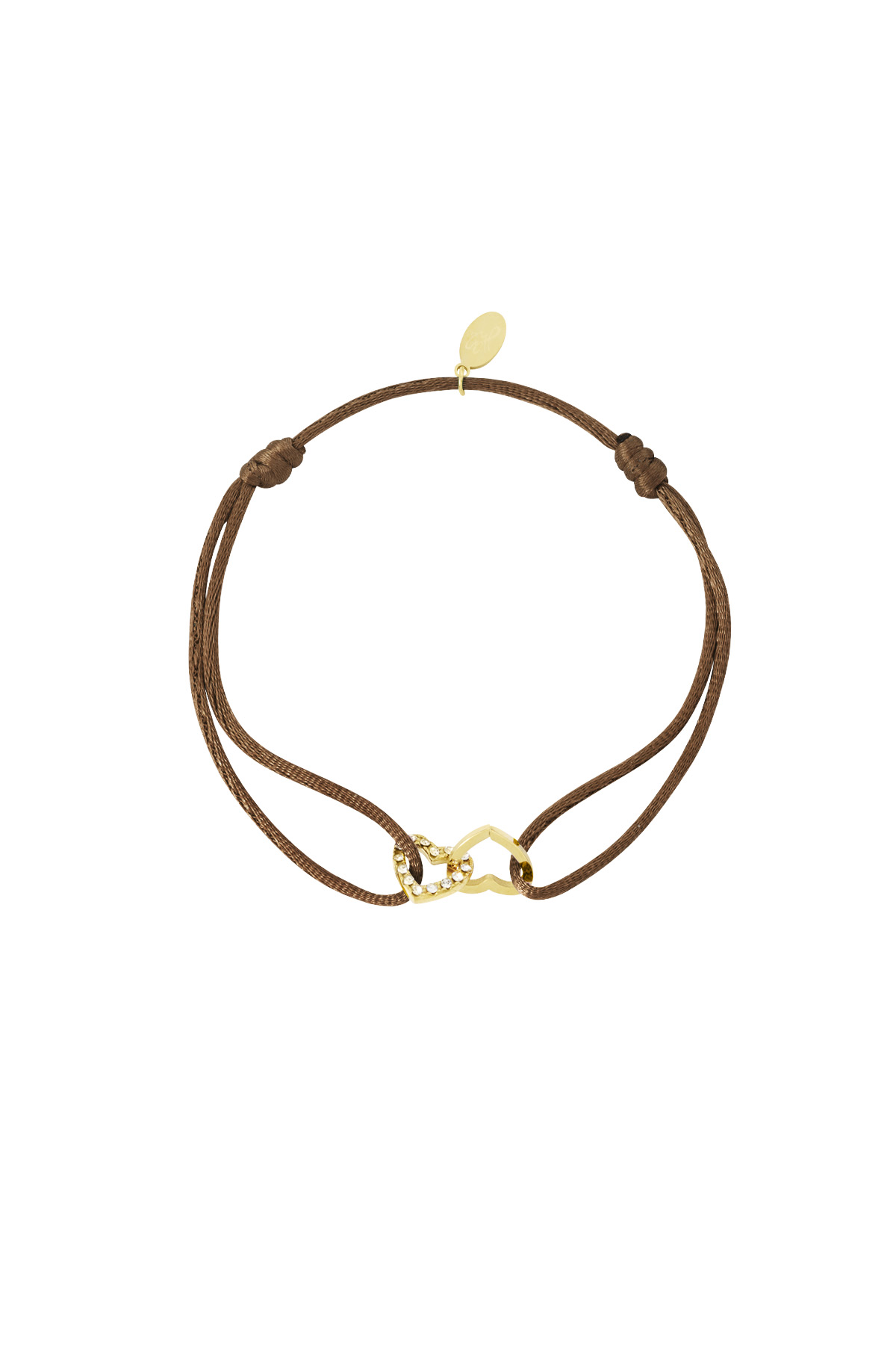 Bracelet satin connecté coeur - marron