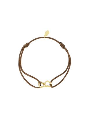 Satin bracelet connected heart - brown h5 