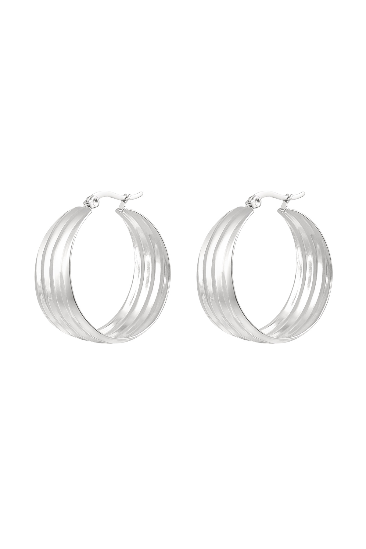 Earrings round with structure - silver h5 