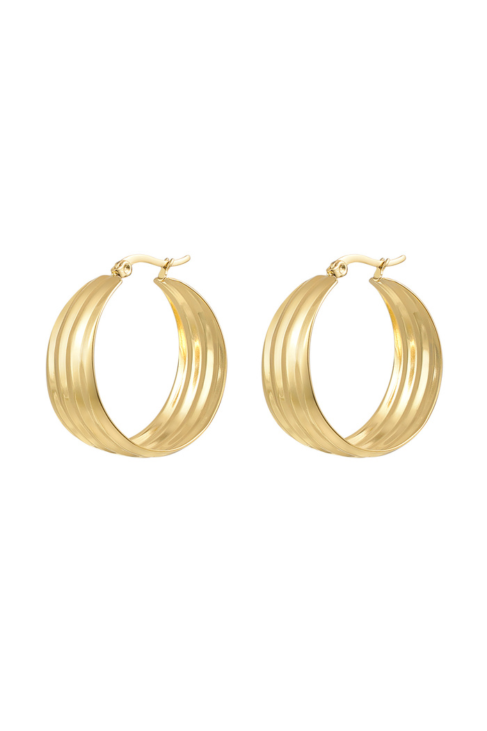 Earrings round with structure - gold 