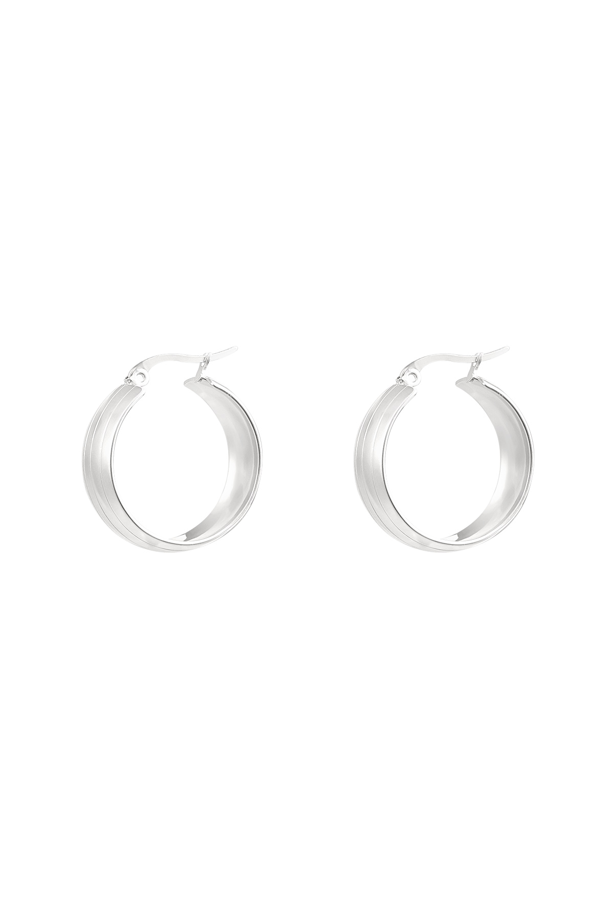 Round earrings with small structure - Silver Color color 2