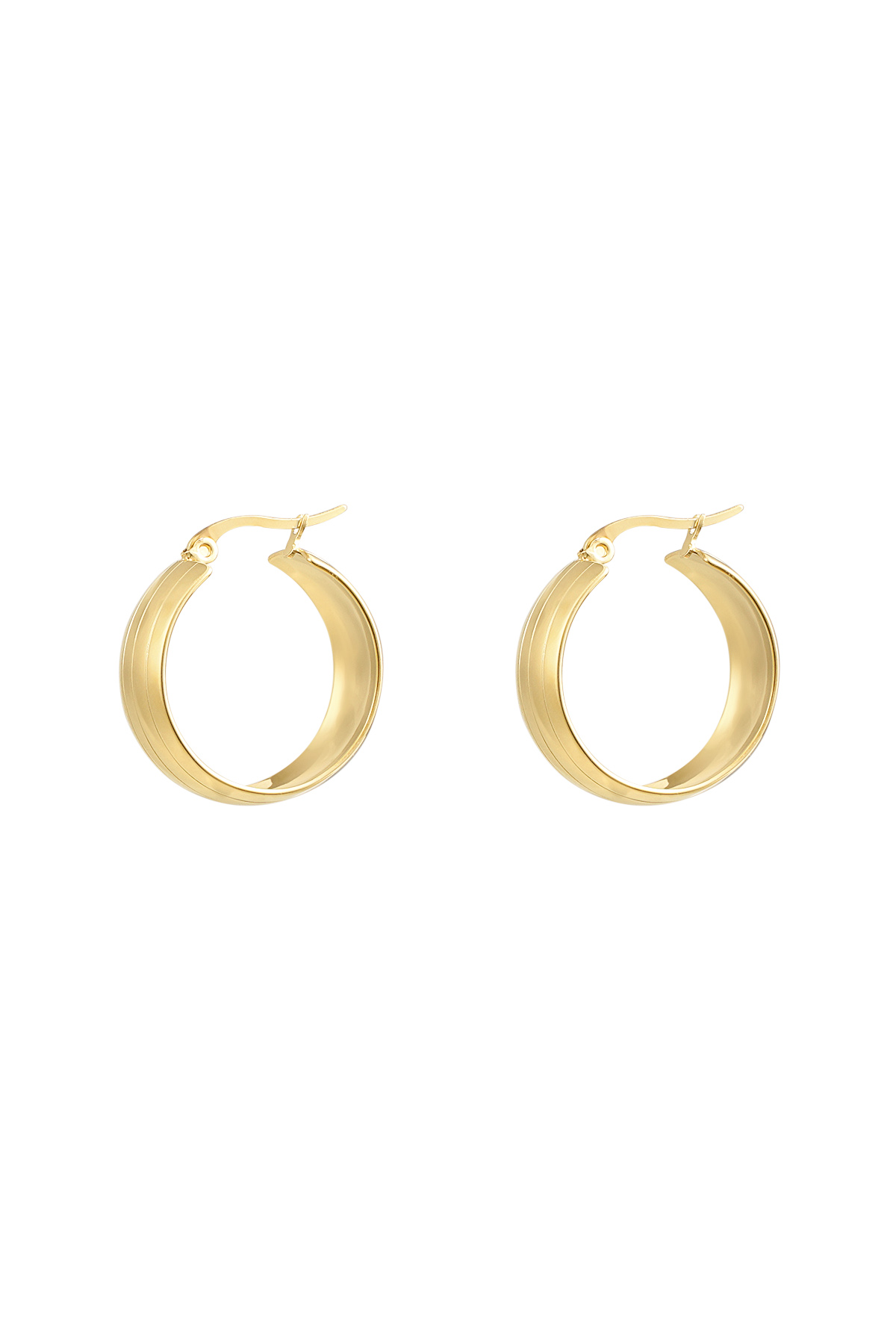 Round earrings with small structure - gold h5 