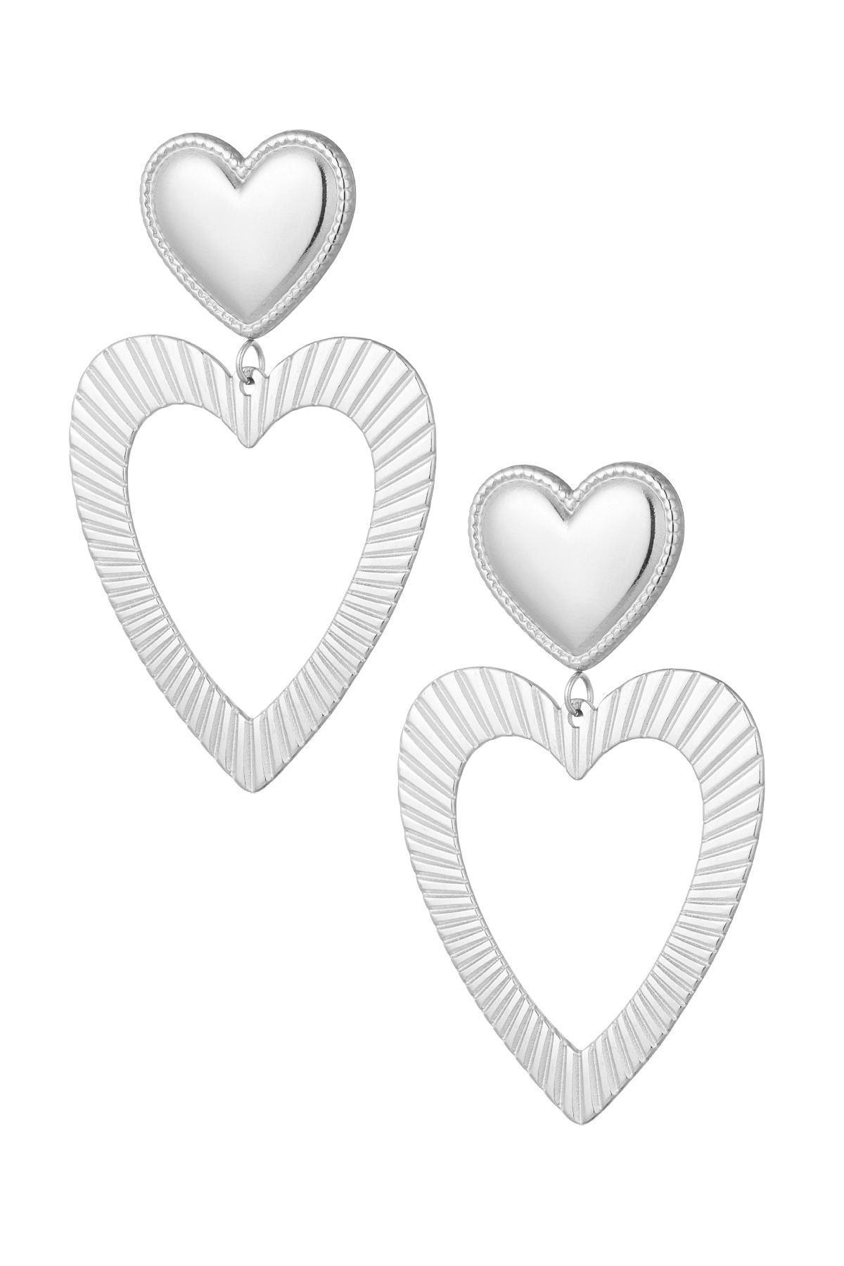 Double heart earrings - silver