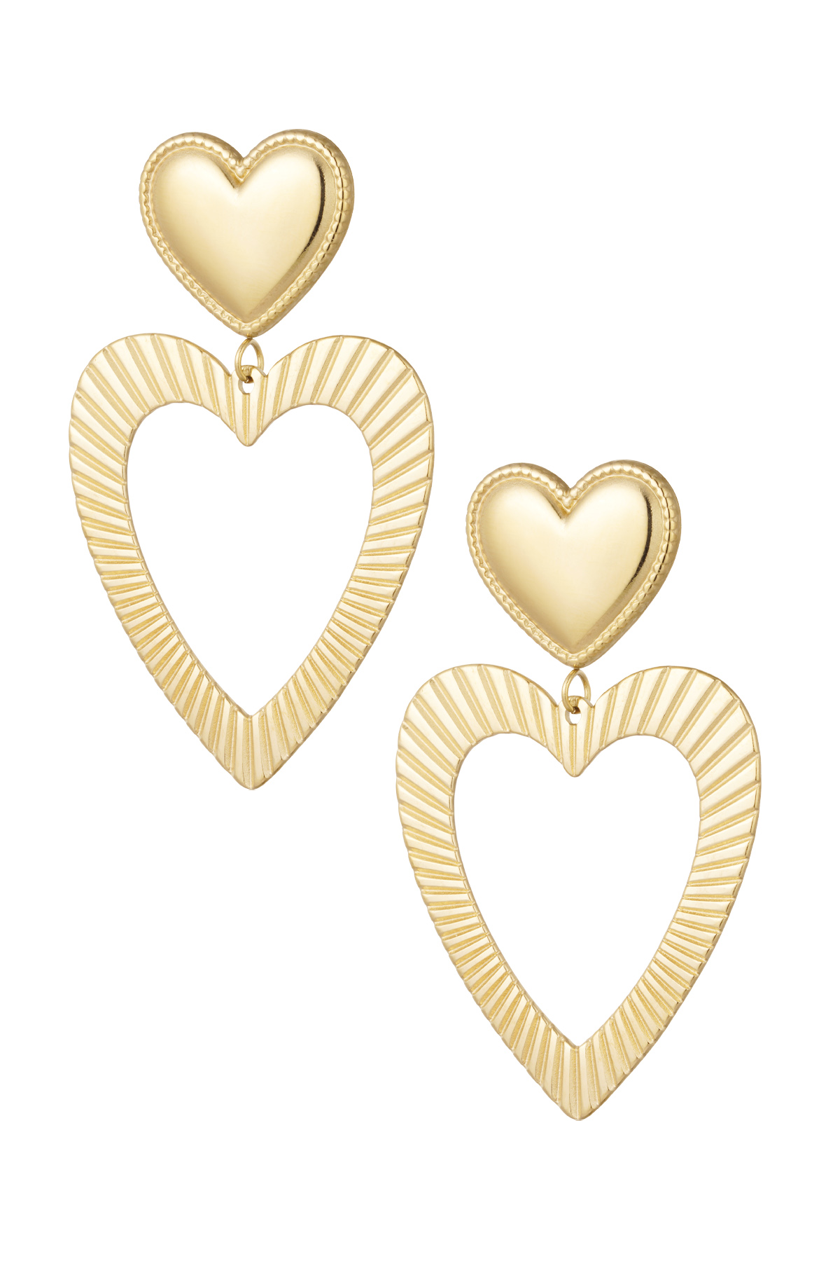 Double heart earrings - Gold color 2