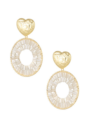 Round statement earrings with heart detail - champagne h5 