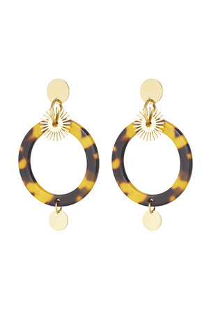 Circle earrings with print - gold h5 