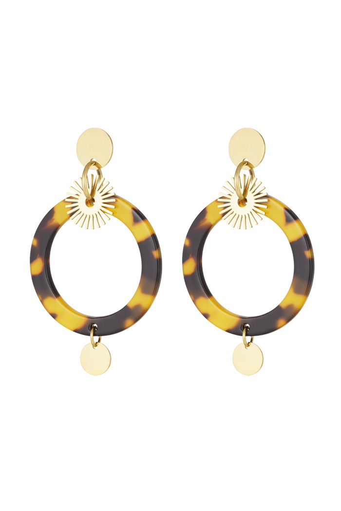 Circle earrings with print - gold 