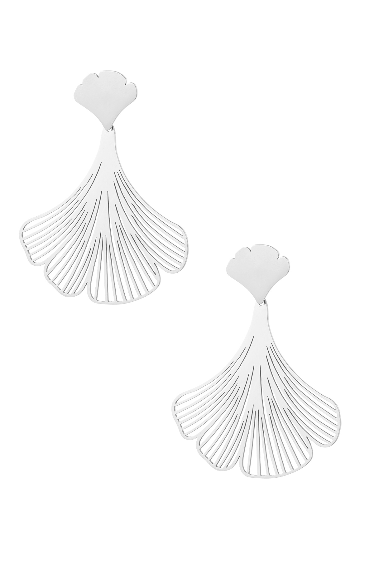 Large leaf earrings - silver 