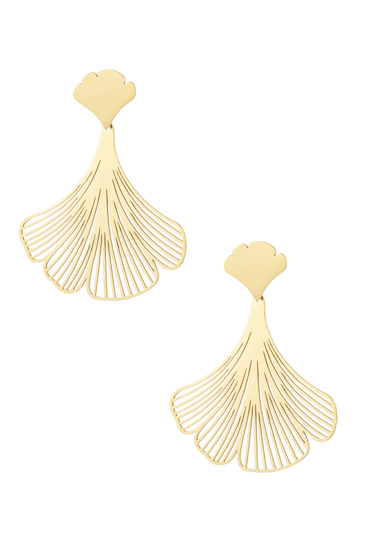 Earrings large leaf - gold h5 