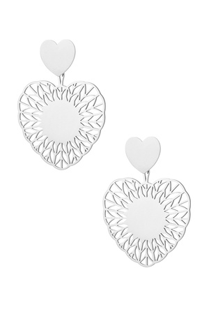 Earrings heart mandela - silver h5 