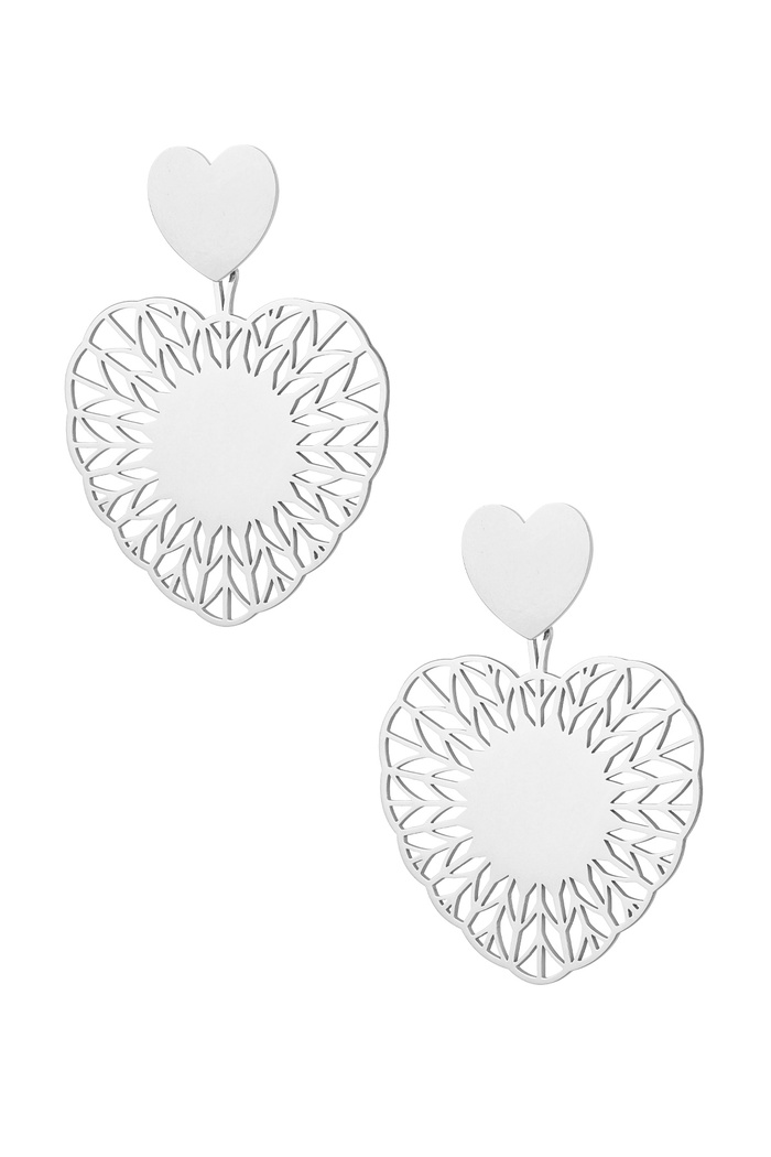 Earrings heart mandela - silver 