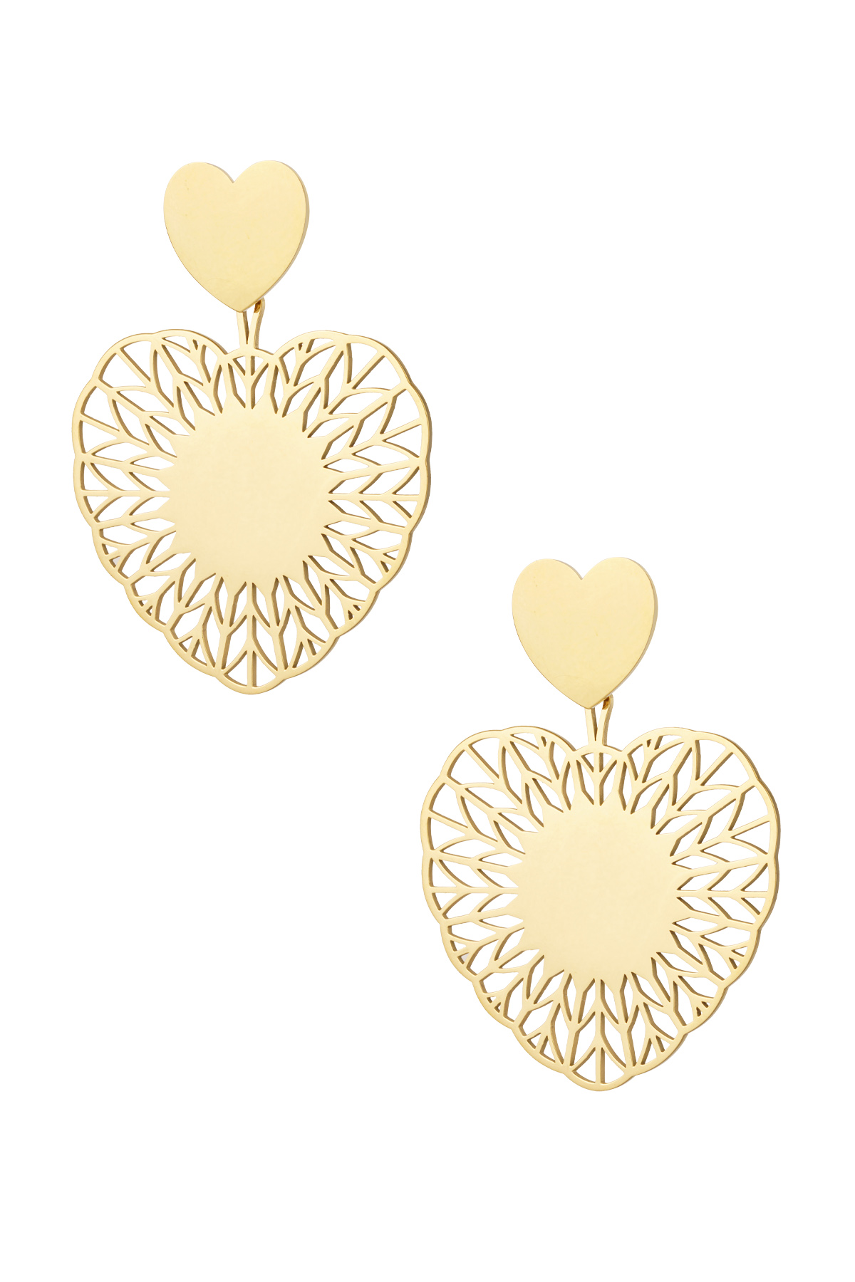 Earrings heart mandela - gold